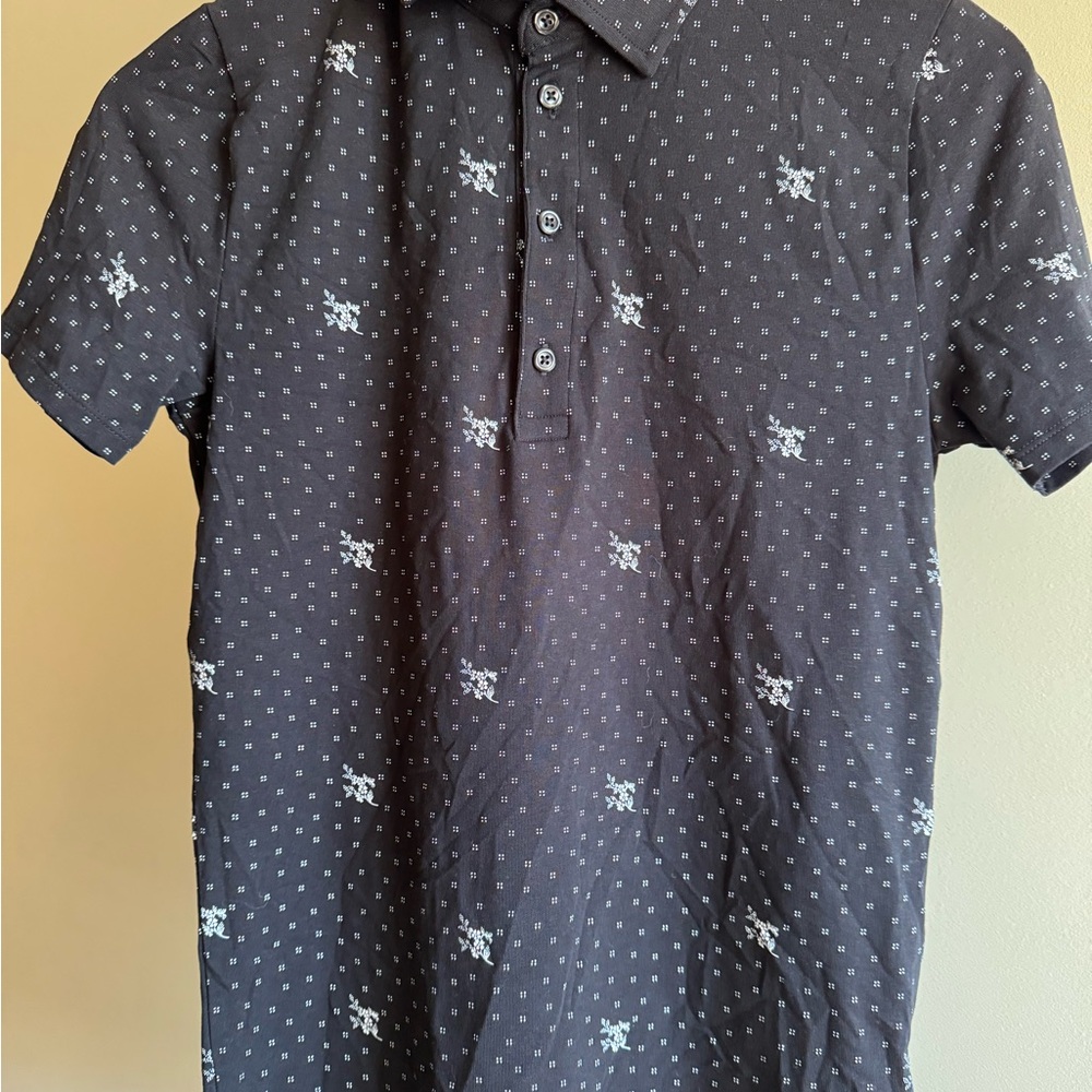 Express Black Short Sleeve polo with White Pattern